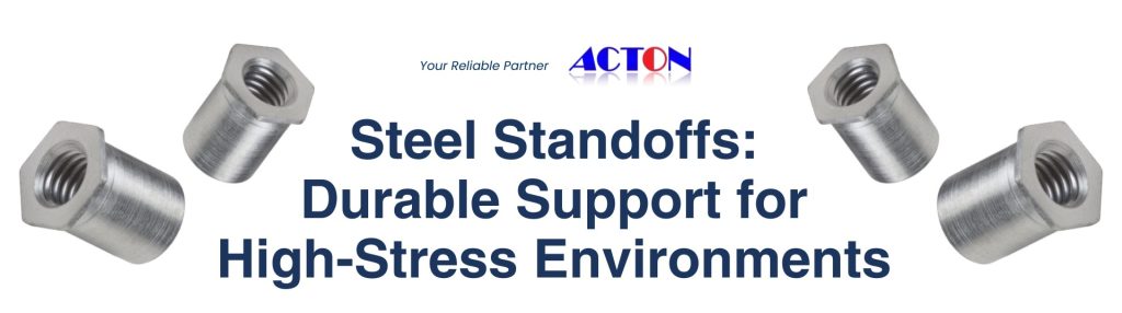 High-strength steel standoff for PCB and enclosure mounting in industrial and automotive applications